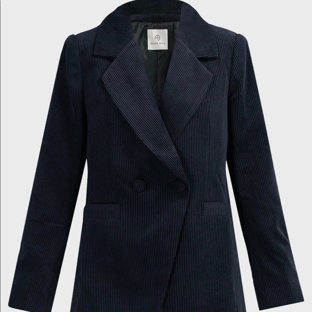 NWT Anine Bing Grace Corduroy Blazer in Navy S